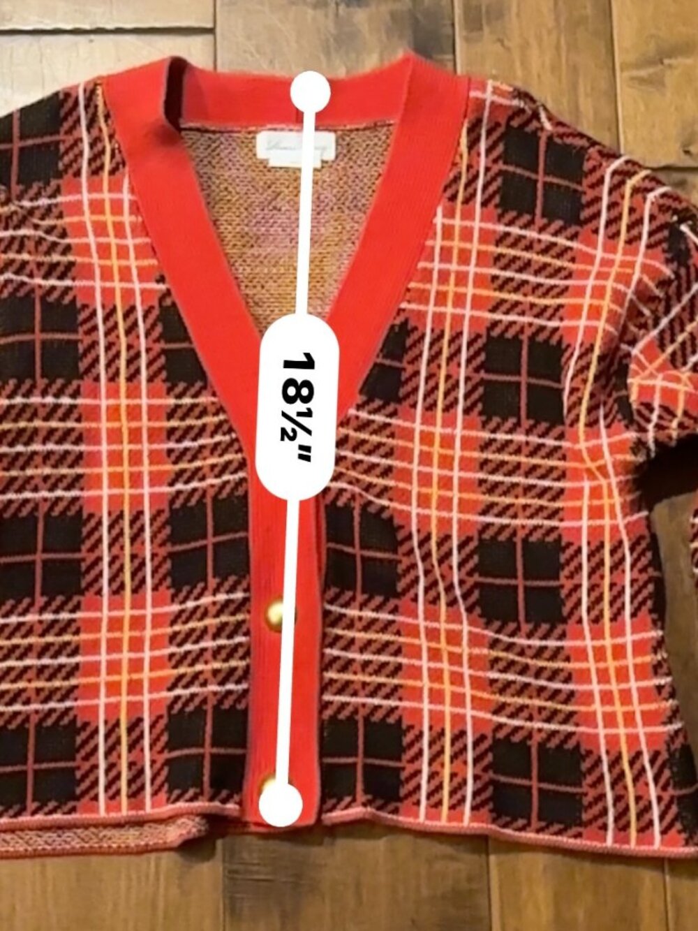 Lovers + Friends Brantley Cropped Plaid Cardigan XS — Red/Black Gold Buttons - Picture 12 of 14